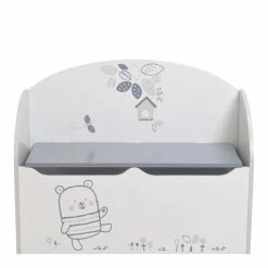 Demeyere Coffre à Jouets Bear Gris Et Blanc -Ledepot Mobilier Magasin coffre a jouets blanc gris nounours 3