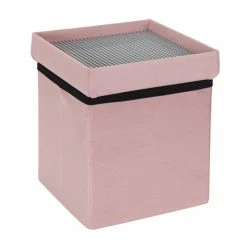 Coffre Pouf Pliable Rose Compatible Briques