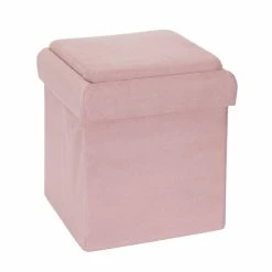 Coffre Pouf Pliable Rose Compatible Briques -Ledepot Mobilier Magasin coffre pouf pliable rose compatible briques 1 2