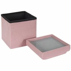 Coffre Pouf Pliable Rose Compatible Briques -Ledepot Mobilier Magasin coffre pouf pliable rose compatible briques 1 3