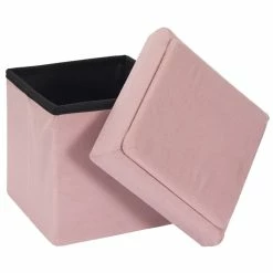 Coffre Pouf Pliable Rose Compatible Briques -Ledepot Mobilier Magasin coffre pouf pliable rose compatible briques 1 6