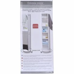 Colonne Pivotante Blanche Avec Miroir Et Niches -Ledepot Mobilier Magasin colonne miroir base pivotante 2