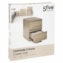 Chevet 2 Tiroirs 38 Cm Dolo Naturel 5five -Ledepot Mobilier Magasin commode 2 tiroirs 38 cm naturel 5five 3