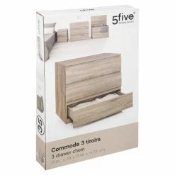 Commode 3 Tiroirs 78 Cm Dolo Naturel 5five -Ledepot Mobilier Magasin commode 3 tiroirs 78 cm naturel 5five 2