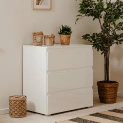 Commode 3 Tiroirs Capetown Blanc -Ledepot Mobilier Magasin commode 3 tiroirs capetown blanc 1
