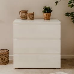 Commode 3 Tiroirs Capetown Blanc -Ledepot Mobilier Magasin commode 3 tiroirs capetown blanc 3