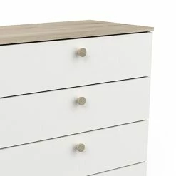 Demeyere Commode 4 Tiroirs Izzy Blanc Et Bois -Ledepot Mobilier Magasin commode 4 tiroirs izzy blanc bois 1