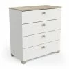 Demeyere Commode 4 Tiroirs Izzy Blanc Et Bois -Ledepot Mobilier Magasin commode 4 tiroirs izzy blanc bois