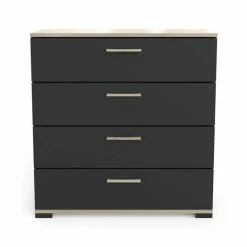 Demeyere Commode 4 Tiroirs Izzy Noir Et Bois -Ledepot Mobilier Magasin commode 4 tiroirs izzy noir et bois 1
