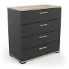 Demeyere Commode 4 Tiroirs Izzy Noir Et Bois -Ledepot Mobilier Magasin commode 4 tiroirs izzy noir et bois