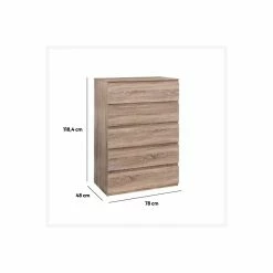 Commode 5 Tiroirs Dolo Naturel 5Five -Ledepot Mobilier Magasin commode 5 tiroirs dolo naturel 5five 2