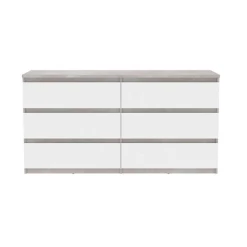 Commode 6 Tiroirs Chelsea Béton Gris Et Blanc -Ledepot Mobilier Magasin commode 6 tiroirs chelsea beton gris et blanc 2