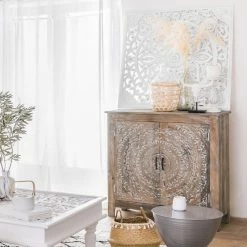 Commode Shirel 2 Portes Bois Blanchi Atmosphera -Ledepot Mobilier Magasin commode shirel 2 portes bois blanchi atmosphera 1