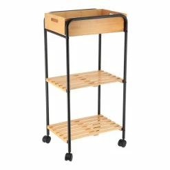 Desserte 1 Niche + 2 Niveaux Bambou/noir