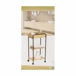 Desserte 1 Niche + 2 Niveaux Bambou/noir -Ledepot Mobilier Magasin desserte 1 niche 2 niveaux bambounoir 1 2