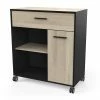Demeyere Desserte De Cuisine 1 Tiroir 1 Porte Mint Noir Et Bois -Ledepot Mobilier Magasin desserte de cuisine 1 tiroir 1 porte mint noir et bois