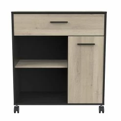 Demeyere Desserte De Cuisine 1 Tiroir 1 Porte Mint Noir Et Bois -Ledepot Mobilier Magasin desserte de cuisine 1 tiroir 1 porte mint noir et bois 2