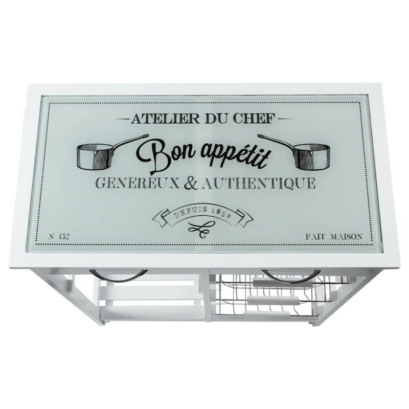 ATMOSPHERA Desserte De Cuisine Verre Blanc Modèle GUSTAF 4 ATMOSPHERA Desserte De Cuisine Verre Blanc Modèle GUSTAF – Image 2