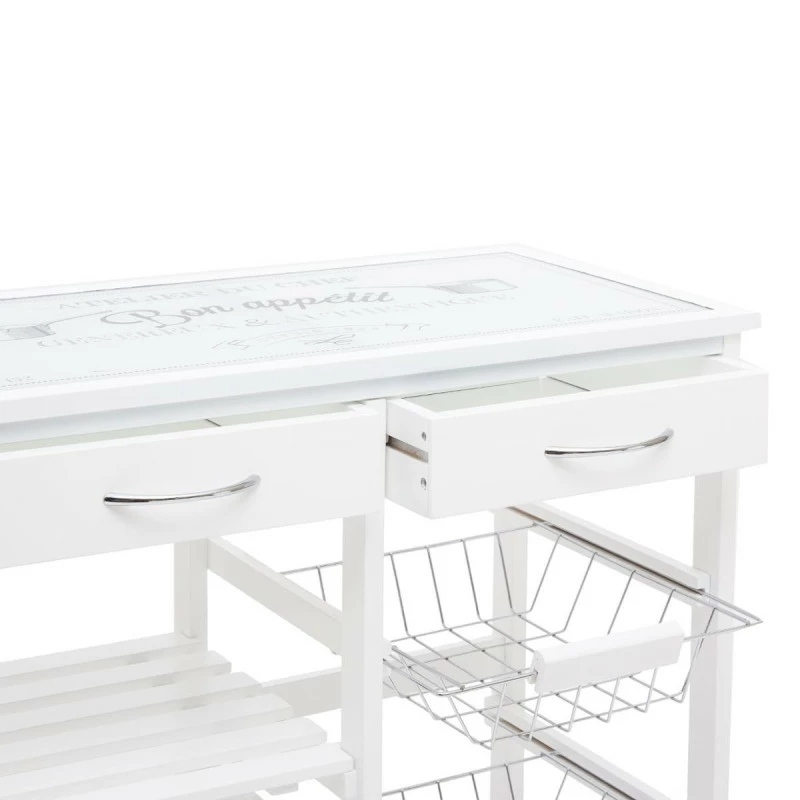 ATMOSPHERA Desserte De Cuisine Verre Blanc Modèle GUSTAF 5 ATMOSPHERA Desserte De Cuisine Verre Blanc Modèle GUSTAF – Image 3