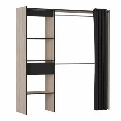 Demeyere Dressing Extensible 168 Cm Chicago Avec Rideau -Ledepot Mobilier Magasin dressing extensible 168 cm chicago avec rideau 3