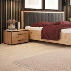 Ensemble De 2 Chevets 2 Tiroirs Nantes Noir Et Bois -Ledepot Mobilier Magasin ensemble de 2 chevets 2 tiroirs nantes noir et bois 1