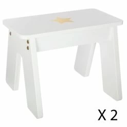 Ensemble Table + 2 Tabourets Enfant Blanc Doré Dream Atmosphera -Ledepot Mobilier Magasin ensemble table 2 tabourets enfant blanc dore dream atmosphera 3