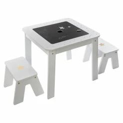 Ensemble Table + 2 Tabourets Enfant Blanc Doré Dream Atmosphera -Ledepot Mobilier Magasin ensemble table 2 tabourets enfant blanc dore dream atmosphera 6