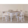 Ensemble Table + 4 Chaises Métal Blanc Et Effet Bois Clair -Ledepot Mobilier Magasin ensemble table 4 chaises metal blanc et effet bois clair