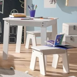 Ensemble Table + 2 Tabourets Enfant Blanc Gris Dream Atmosphera -Ledepot Mobilier Magasin ensemble table tabourets enfant blanc gris dream atmosphera 2
