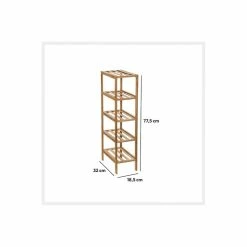 Etagère étroite Salle Bain Varia Naturel Bambou H77 Cm -Ledepot Mobilier Magasin etagere etroite salle bain varia naturel bambou h77 cm 1