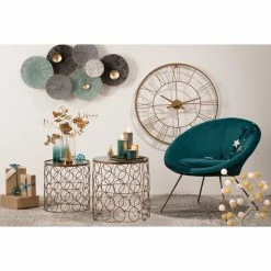 Fauteuil Evan Canard Piètement Doré Atmosphera -Ledepot Mobilier Magasin fauteuil evan canard pietement dore atmosphera 1 3