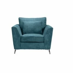 Fauteuil Isla Velours Côtelé Bleu -Ledepot Mobilier Magasin fauteuil isla velours bleu 3