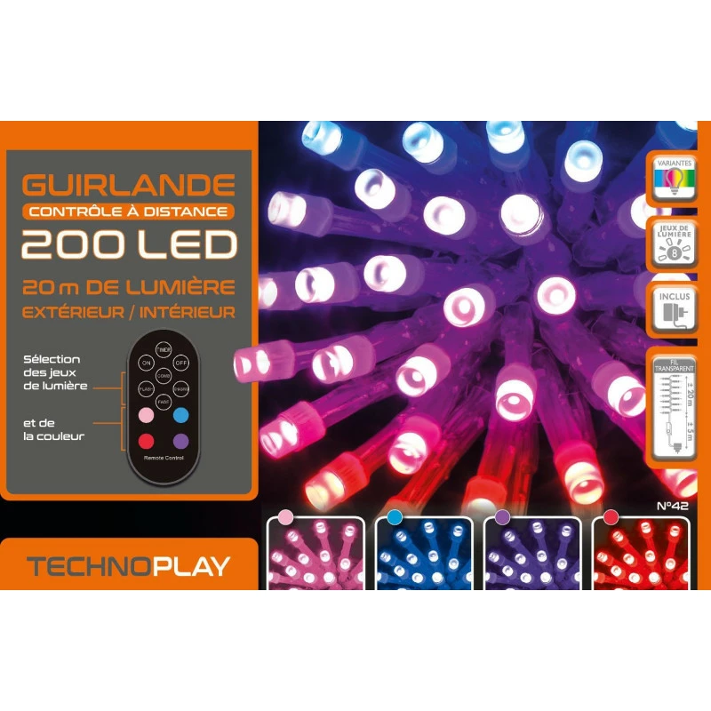 Guirlande Contrôle à Distance 200 LED 20 Mètres Variation De Couleurs 4 Guirlande Contrôle à Distance 200 LED 20 Mètres Variation De Couleurs – Image 2