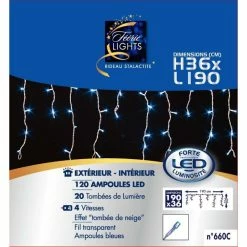 Guirlande 120 LED Tombée De Neige Bleu Fil Transparent -Ledepot Mobilier Magasin guirlande tombee de neige 120 led bleues fil transparent 2