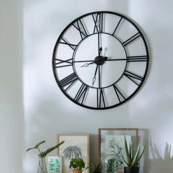 Horloge Chiffres Romains Vintage 70 Cm Noir Atmosphera -Ledepot Mobilier Magasin horloge chiffres romains vintage 70 cm noir 2