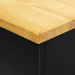 Ilot De Cuisine Noir Et Naturel 5Five -Ledepot Mobilier Magasin ilot de cuisine noir et naturel 5five 4