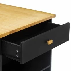 Ilot De Cuisine Noir Et Naturel 5Five -Ledepot Mobilier Magasin ilot de cuisine noir et naturel 5five 5