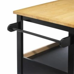 Ilot De Cuisine Noir Et Naturel 5Five -Ledepot Mobilier Magasin ilot de cuisine noir et naturel 5five 6