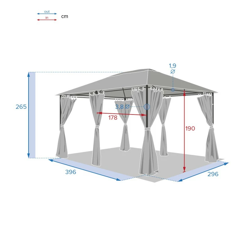 Jeu De 6 Rideaux Gris Ardoise Pour Tonnelle Santorini Et Thira 5 Jeu De 6 Rideaux Gris Ardoise Pour Tonnelle Santorini Et Thira – Image 3