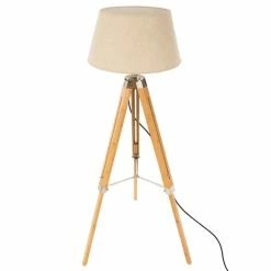 Lampadaire Trépied Runo Ivoire Bambou Atmosphera H 145 Cm