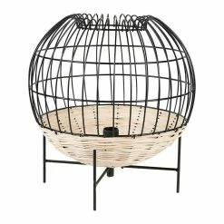 Lampe à Poser Calypso Boule Rotin Et Métal Ostaria