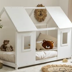 Lit Cabane Enfant Pin Blanc 90x190 Atmosphera -Ledepot Mobilier Magasin lit cabane enfant pin blanc 90x190 atmosphera 1 1