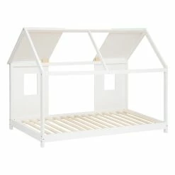 Lit Cabane Enfant Pin Blanc 90x190 Atmosphera -Ledepot Mobilier Magasin lit cabane enfant pin blanc 90x190 atmosphera 1 2