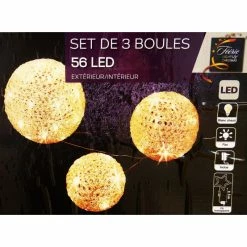 Lot 3 Boules 56 LED Blanc Chaud -Ledepot Mobilier Magasin lot 3 boules 56 led blanc chaud 2