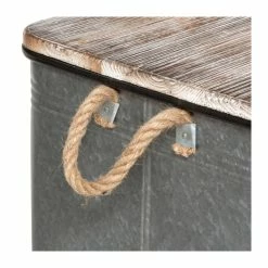 Lot De 3 Malles Métal Gris Plateau Bois Atmosphera -Ledepot Mobilier Magasin lot de 3 malles metal gris plateau bois atmosphera 1 8