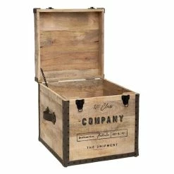 Malle Pouf Vintage En Bois Atmosphera -Ledepot Mobilier Magasin malle pouf vintage en bois atmosphera 2