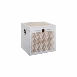 Malles Carrée Cannage Blanchi - Lot De 3 - Atmosphera -Ledepot Mobilier Magasin malles carree cannage blanchi lot de 3 atmosphera 3