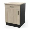 Demeyere Meuble Bas 1 Tiroir 1 Porte 60 Cm Origan Noir Et Bois -Ledepot Mobilier Magasin meuble bas 1 tiroir 1 porte 60 cm origan noir et bois