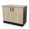 Demeyere Meuble Bas 2 Portes 100 Cm Origan Noir Et Bois -Ledepot Mobilier Magasin meuble bas 2 portes 100 cm origan noir et bois