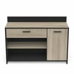 Demeyere Meuble Bas De Cuisine Aroma Noir Et Bois -Ledepot Mobilier Magasin meuble bas de cuisine aroma noir et bois 2